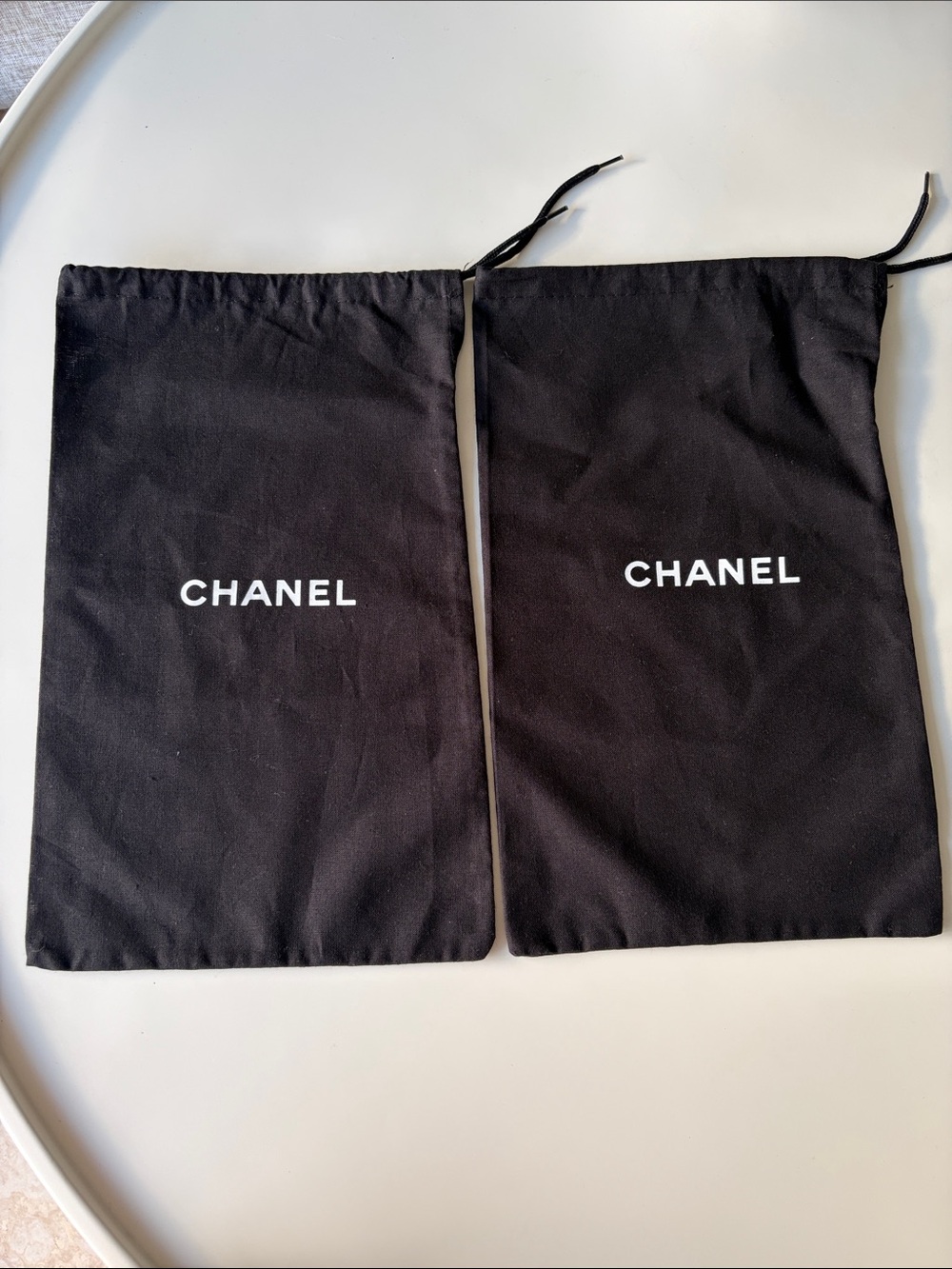 CHANEL Black Drawstring Dust Bags Set of 2 – 12” x 8” Shoe Storage Pouches